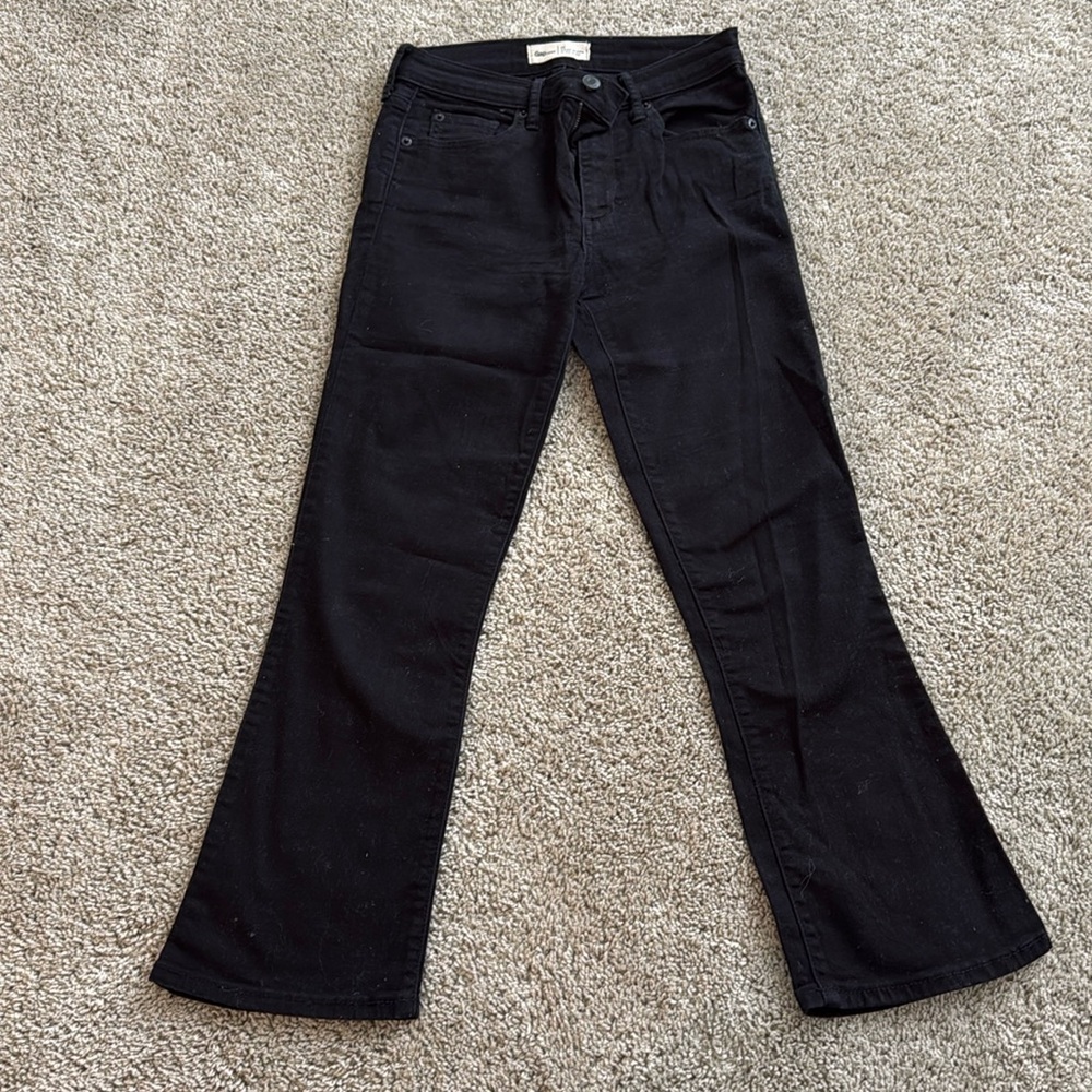 Gap crop flare high rise black jean